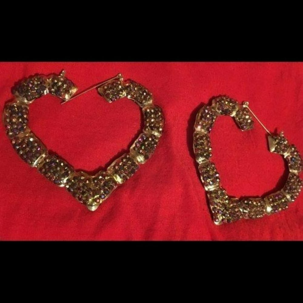 Heart Shape Jumbo rhinestone cosplay Earrings